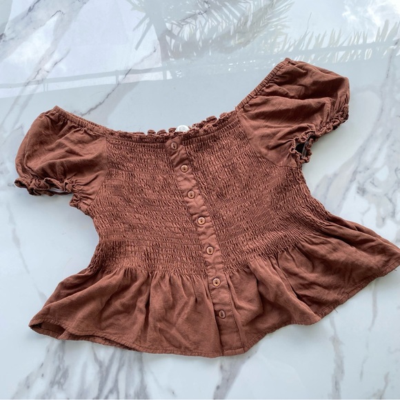 Shirred peplum top - Picture 1 of 3